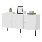 Credenza Vigasio, Madia da salotto con tre ante battenti, Rialzata da terra, 151x40 h75 cm, Bianco