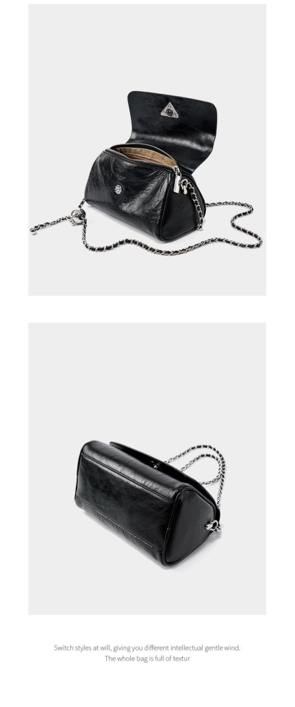 Borsa a mano da donna di lusso in pelle, borsa a tracolla casual da ascella, borsa a secchiello morbida da donna, nera