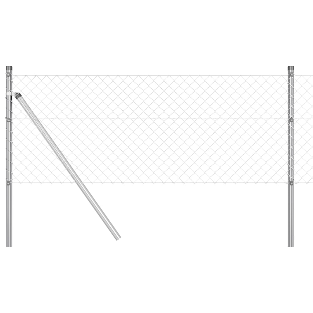 Recinzione a Catena con 7 Pali 0.4x10 m Acciaio Galvanizzato