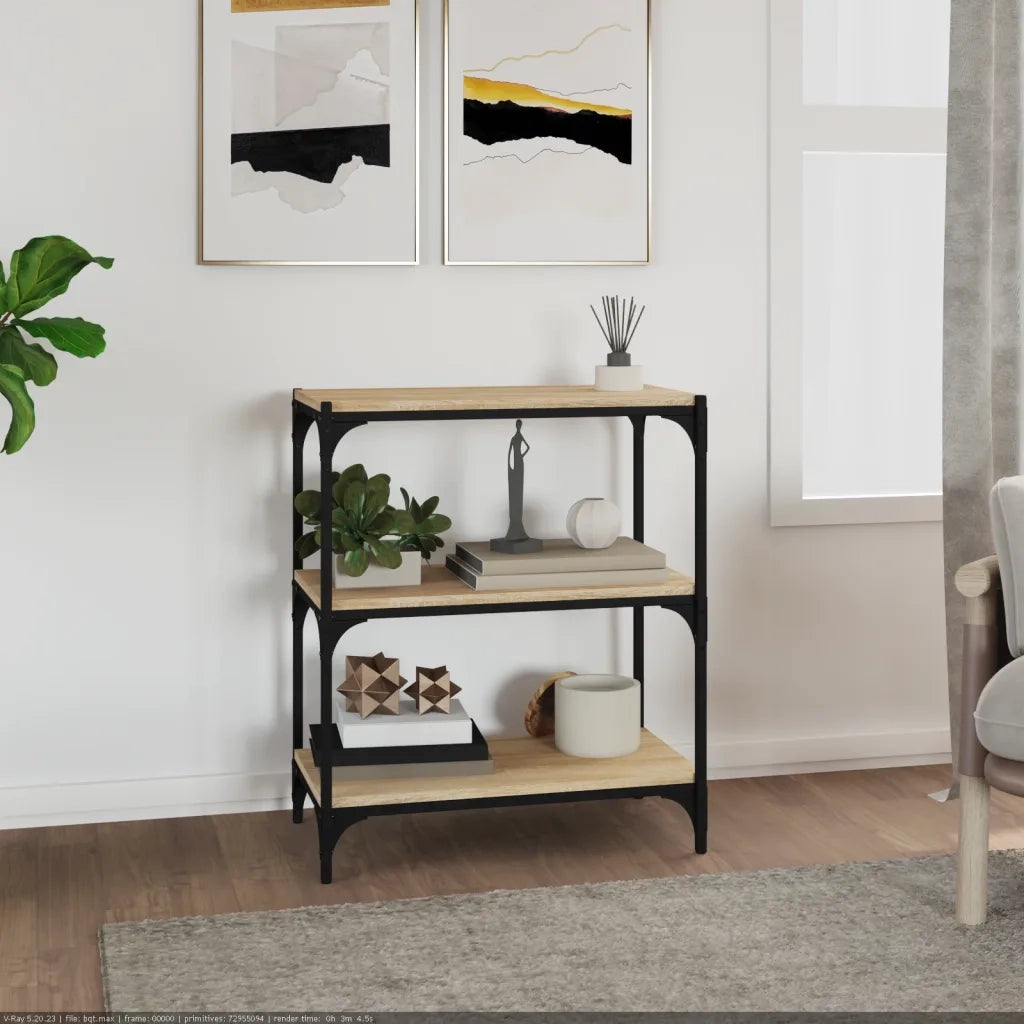 Libreria Rovere Sonoma 60x33x70,5cm Legno Multistrato e Acciaio cod mxl 33804