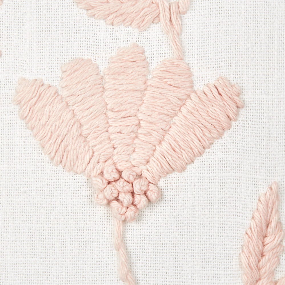 Set di 2 cuscini decorativi fatti a mano con ricamo floreale Bianco e rosa 45 x 45 cm sfoderabili con imbottitura