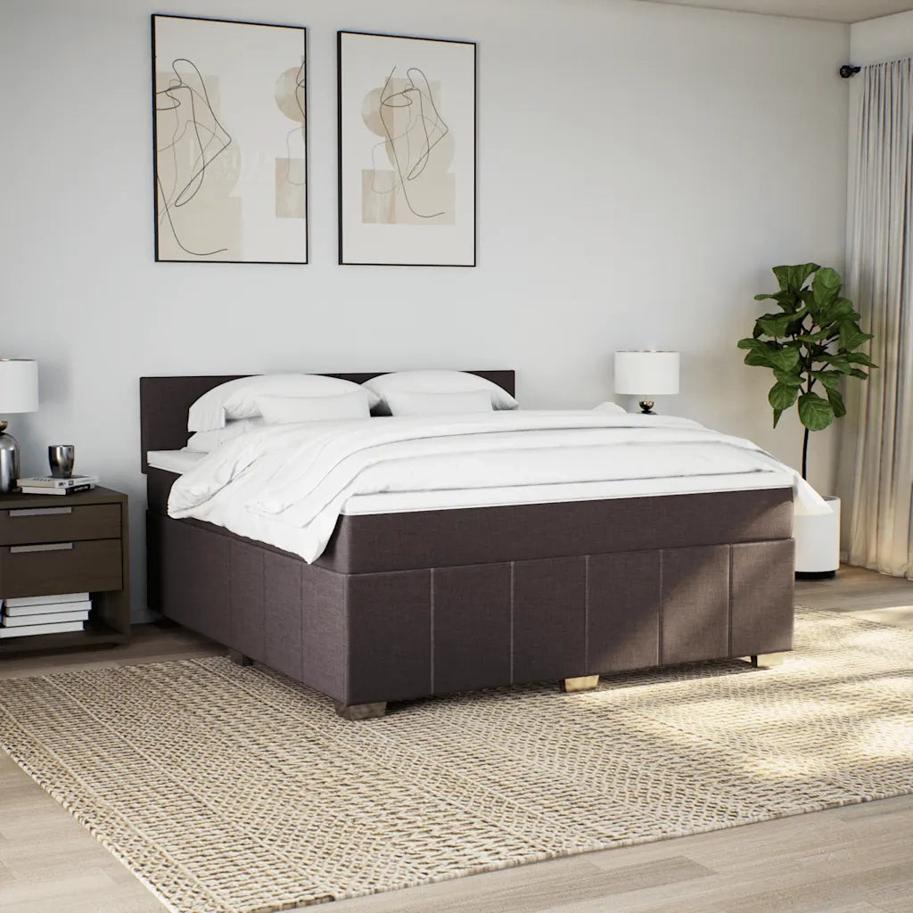Giroletto a Molle con Materasso Marrone Scuro 180x200cm Tessuto 3287143