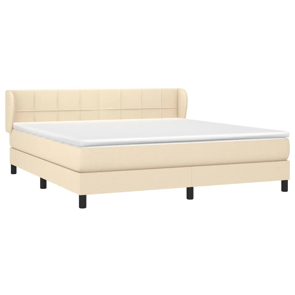Giroletto a Molle con Materasso Crema 180x200 cm in Tessuto