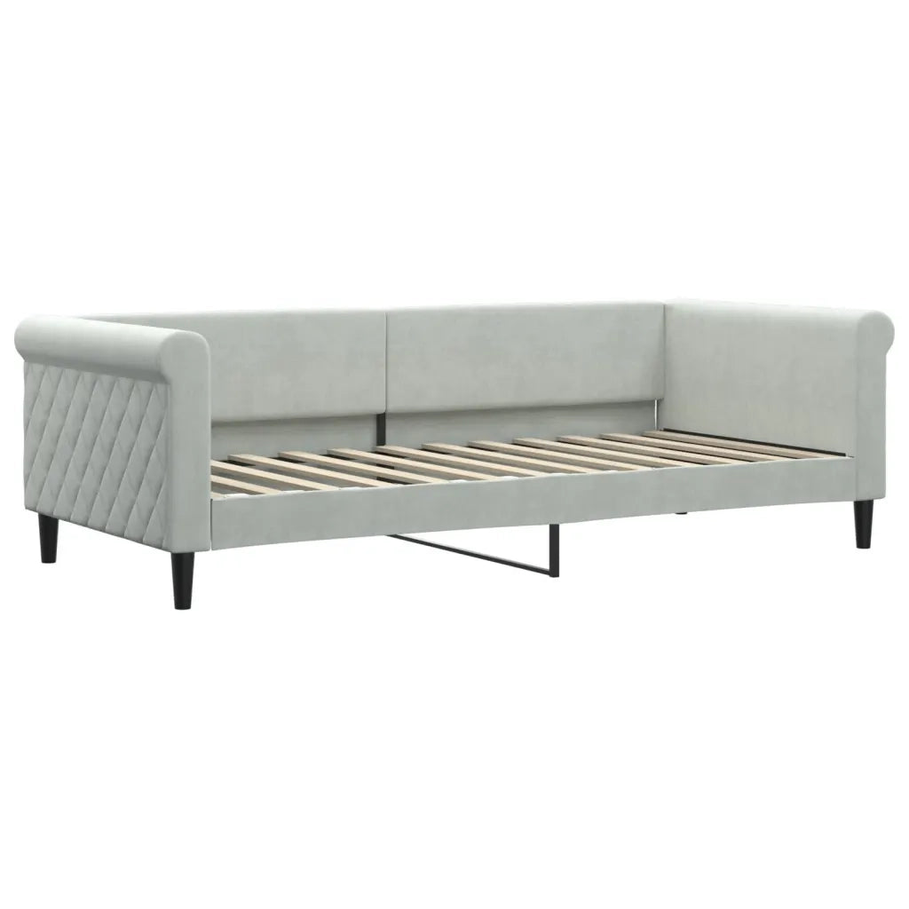 Divano Letto Estraibile Cassetti Grigio Chiaro 90x200cm Velluto 3197819