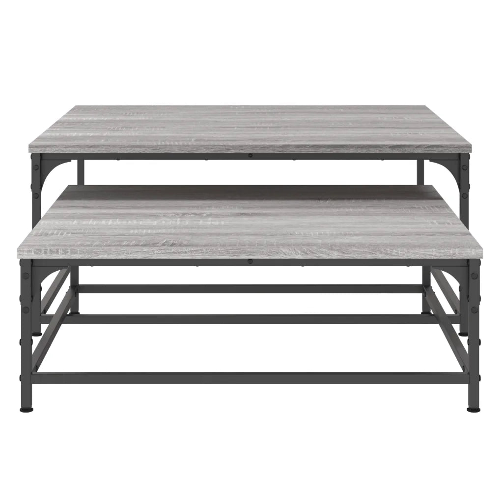2 pz Tavolini salotto | Tavolino da caff¨¨ | Tavolino da Soggiorno Impilabili Grigio Sonoma Legno Multistrato