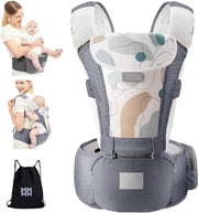 Draagzak 6 In 1 Ergonomica per Bambini - Sacchetto per Bambini con Poggiatesta - 3D Air Mesh Sacchetto per Bambini per 0-36 Mesi - Adatto da Neonati a Bambini in Età Prescolare - Grigio