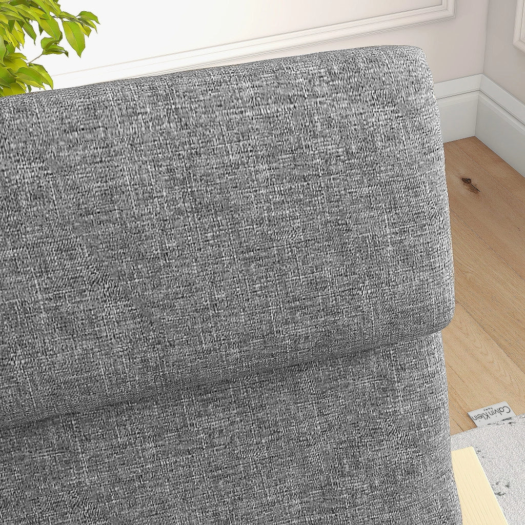 Poltrona per soggiorno e camera con braccioli curvi e cuscino ¨C zephmum ¨C Tessuto grigio, 65x79x98 cm