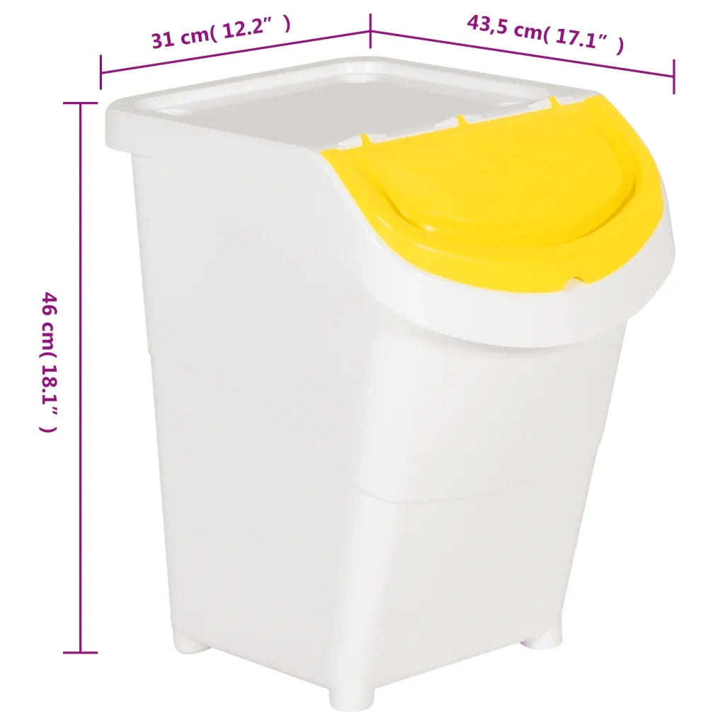 Cestini per Rifiuti Impilabili con Coperchi 3 pz Bianchi PP 120L CFW1856738