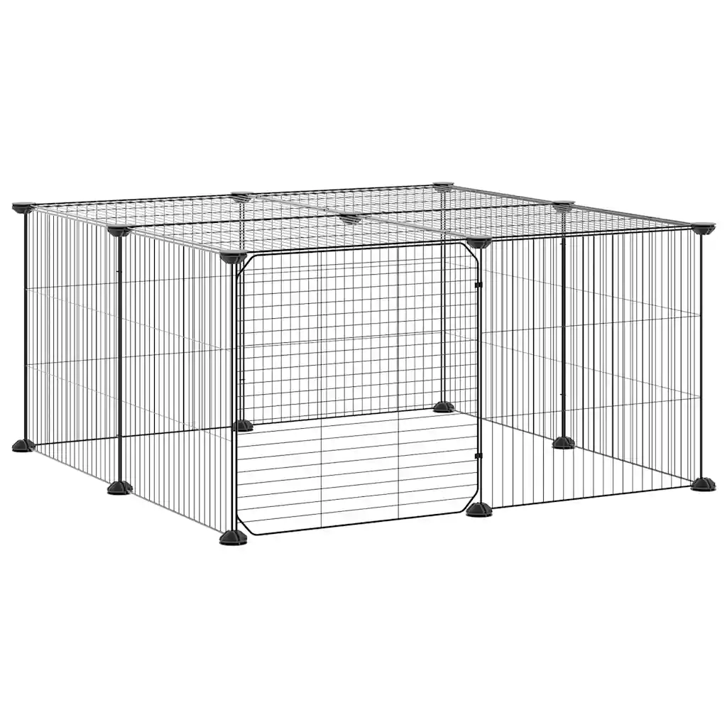 Gabbia per Animali 12 Pannelli con Porta Nero 35x35 cm Acciaio 3114054