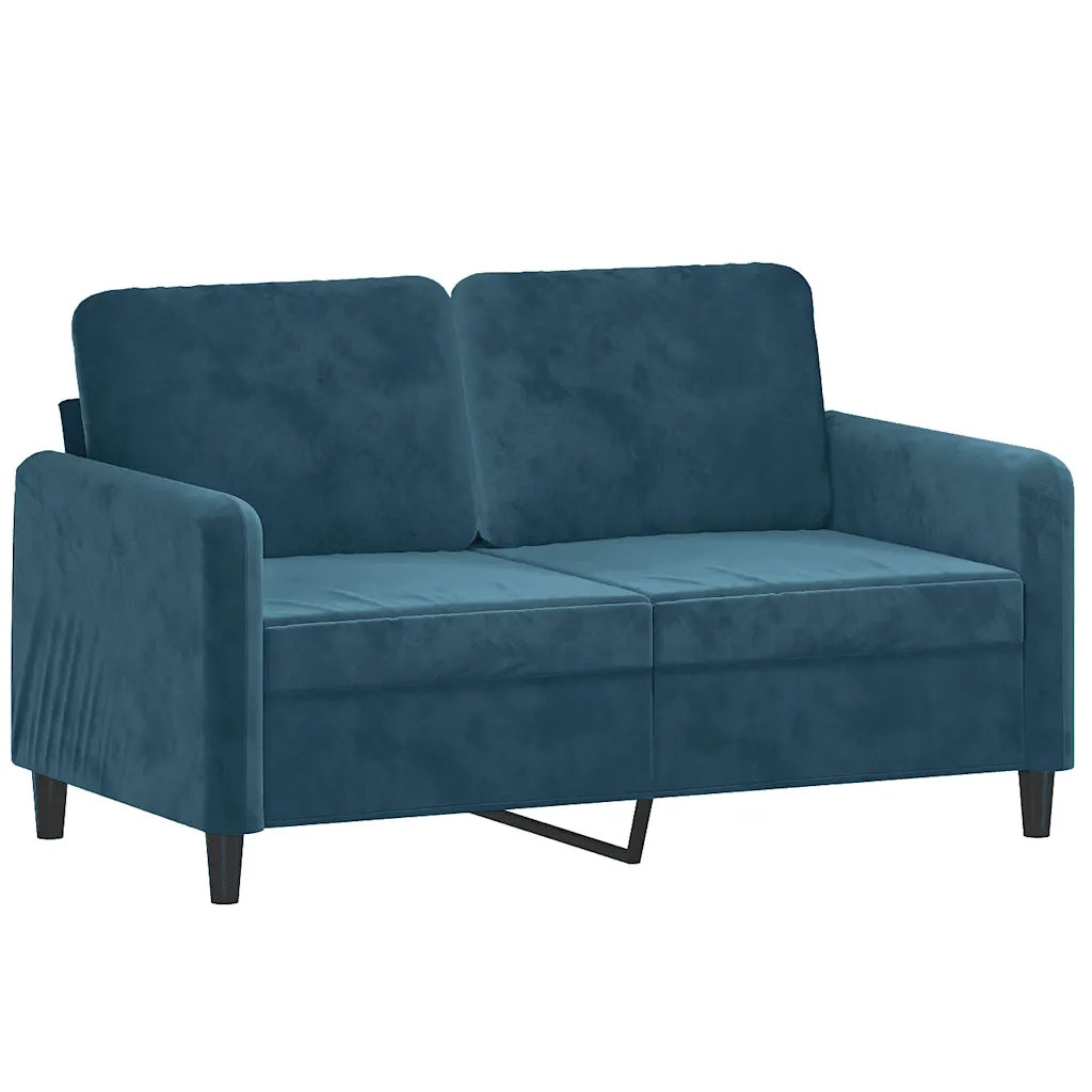 Set di Divani 3 pz con Cuscini Blu in Velluto