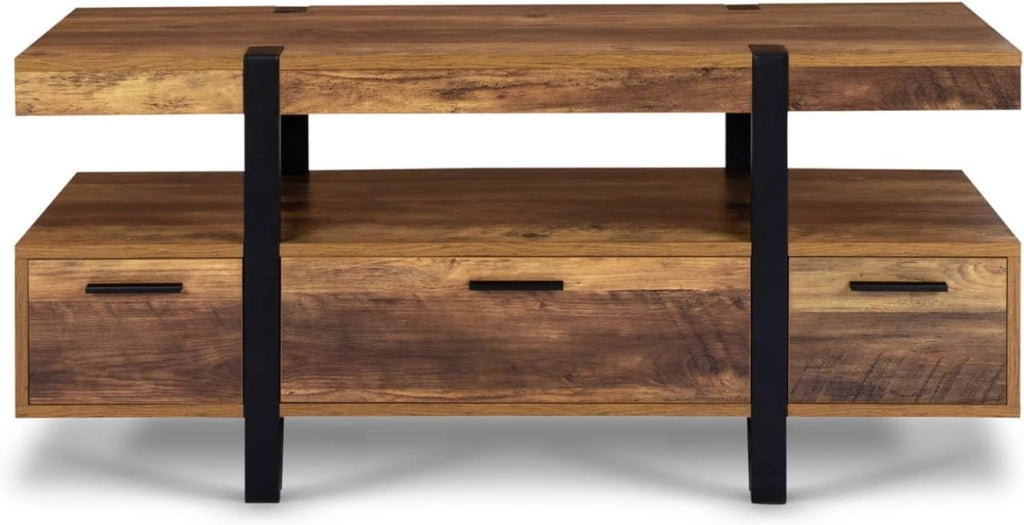 AUSTRIA Porta TV con gambe a spillo in legno da 113 cm con cassetti