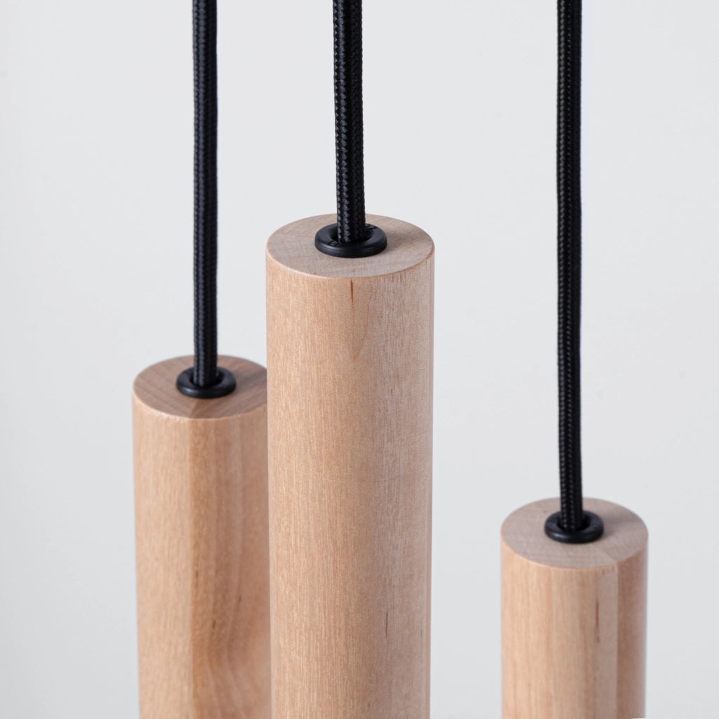 Lampadario rotondo VELINO 5 luci nero/legno G9 Pure Lume