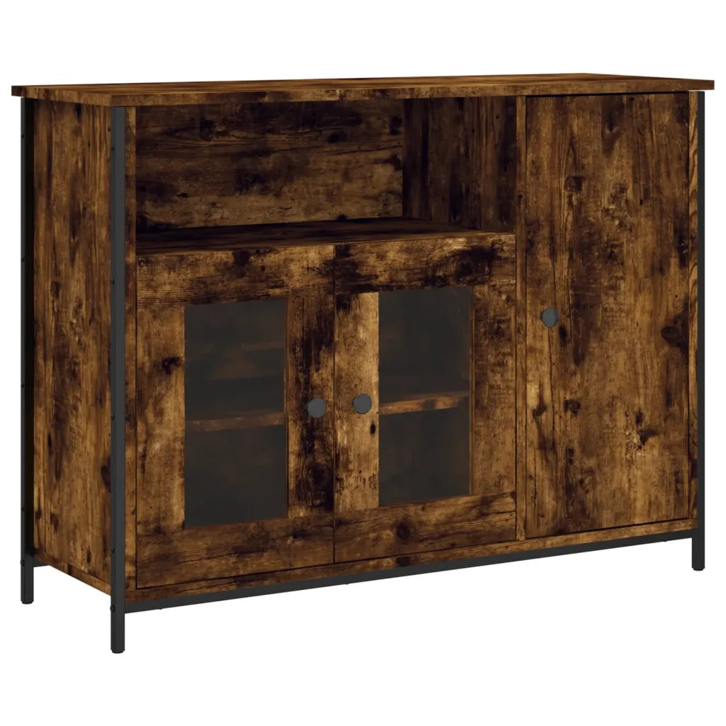 Credenza-Buffet-Armadio da cucina Rovere Fumo 100x35x75 cm in Legno Multistrato