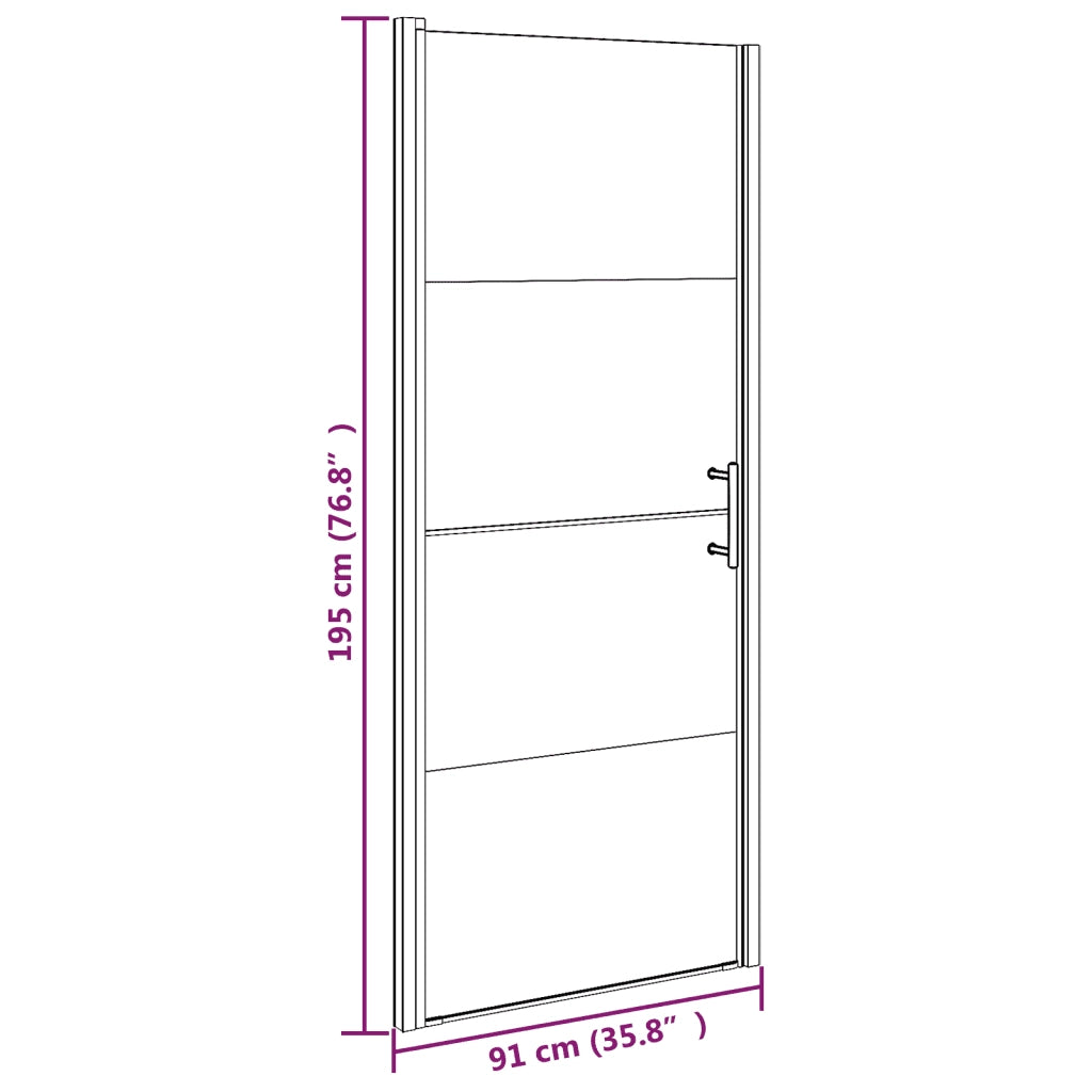 Parete Doccia 91x195 cm Vetro Temperato Semi Smerigliato Nero 151866