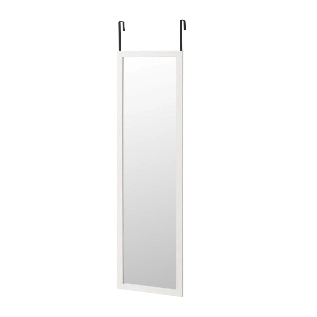 Specchio per porta bianco 125x35 cm - Cornice in MDF, leggero e facile da appendere, stile nordico