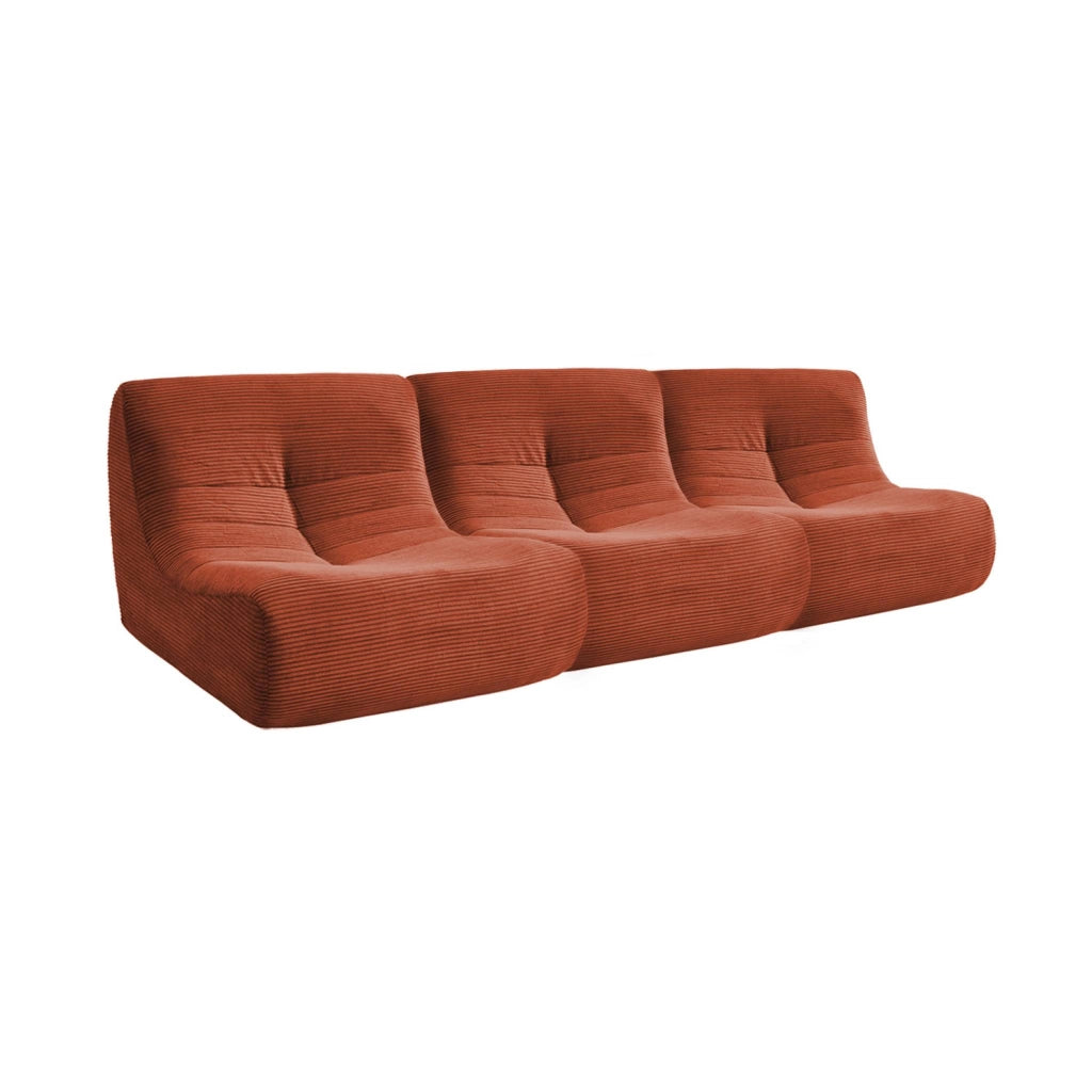 Divano modulare velluto, 3 posti, terracotta