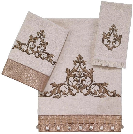 Set di asciugamani morbidi - assorbenti - 3 pezzi - avorio - cotone
