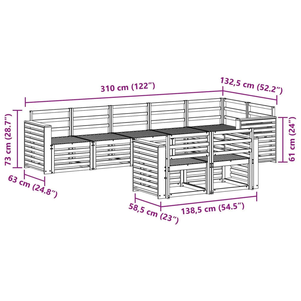 Set divani 8 pcs Naturale Legno di Acacia Massello 3375014