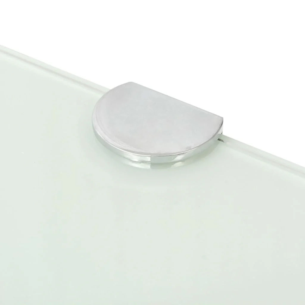 Mensola angolare con staffe cromate e vetro bianco 25 x 25 cm 2702223/2