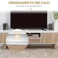 Mobile Porta TV Con Ante e Cassetto, Mobiletto da Salotto per TV fino a 72''in MDF, 160x40x45cm Bianco e Legno