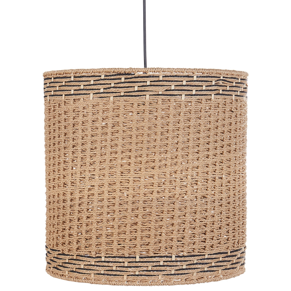 Lampadario con paralume in corda di carta naturale stile elegante soggiorno salotto