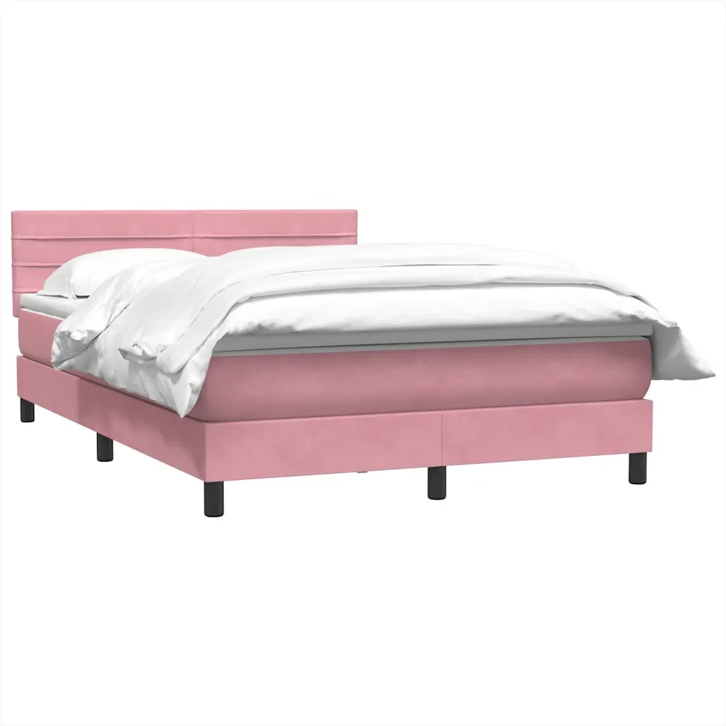 Giroletto a Molle con Materasso Rosa 160x210 cm in Velluto 3316316