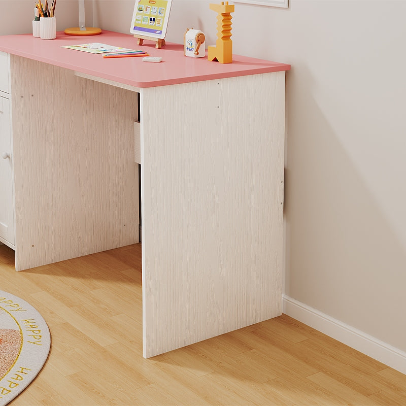 SCrivania bianca con cassetto e armadietto per bambina con piano rosa capiente