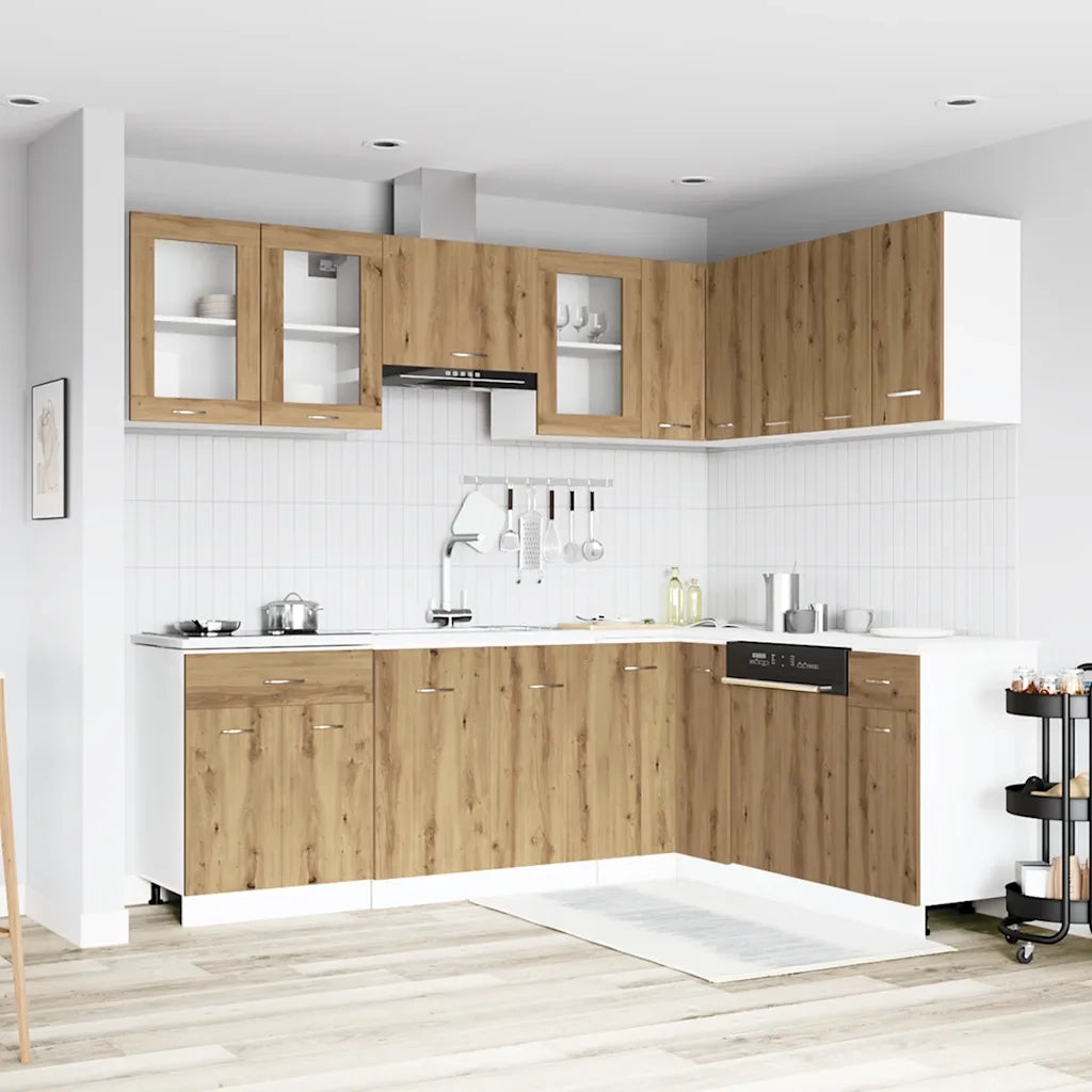 Set di Mobili da Cucina 11 pz Rovere Artigianale Truciolato