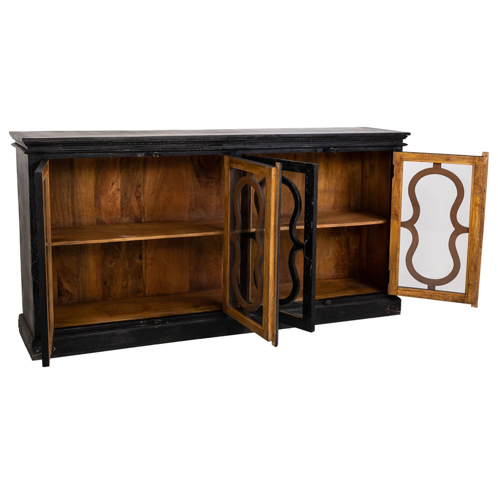 Credenza in legno nero 193x38x96h