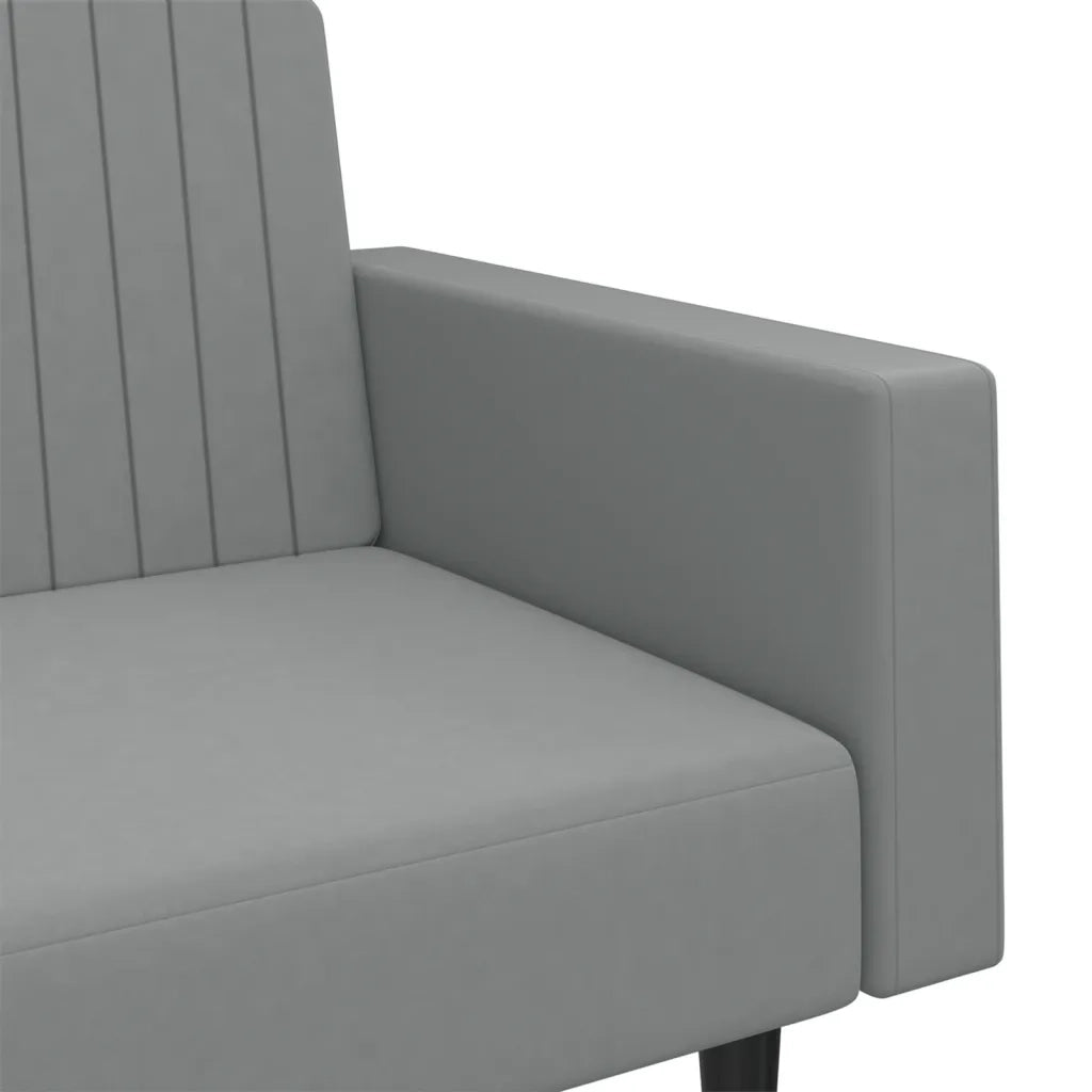 Divano Letto a 2 Posti Grigio Chiaro in Velluto 375937