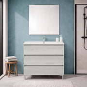 Mobile bagno a terra 100 cm in quercia bianca con lavabo Leda