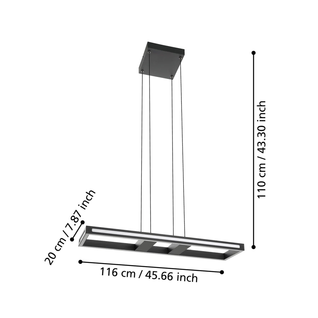 Sospensione Contemporanea Salvilanas-Z Alluminio Nero 1 Luce Led 21W 2700Lm