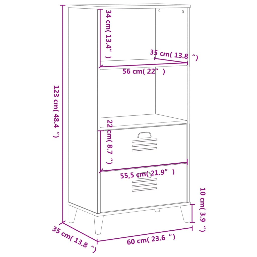 Libreria-Scaffale per Libri-Mobile di Stoccaggio VIKEN Bianca 60x35x123 cm in Legno Multistrato