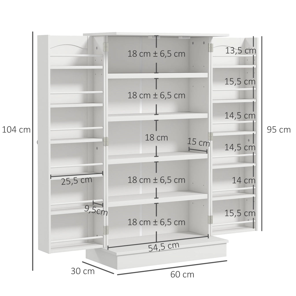 Armadio da Cucina con Ante e Ripiani ¨C Zephmum ¨C Bianco 60x30x104 cm