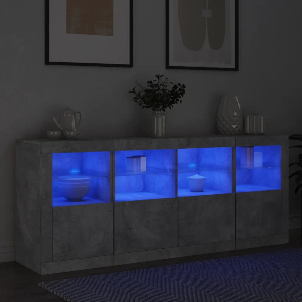 Credenza con Luci LED Grigio Cemento 163x37x67 cm 3209075