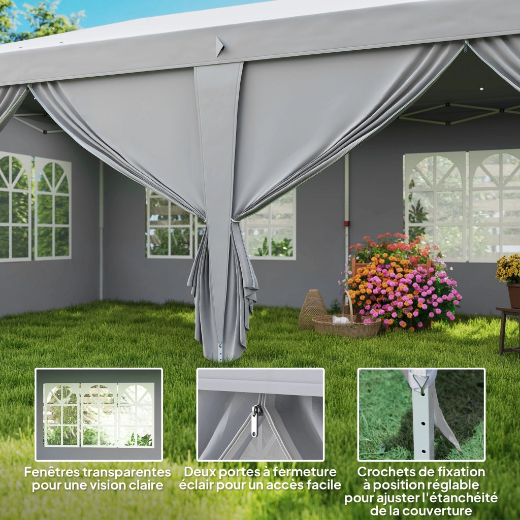 Tonnelle 6x3x2,7 m ¨C zephmum ¨C Grigio chiaro con 4 pareti laterali amovibili e 4 finestre
