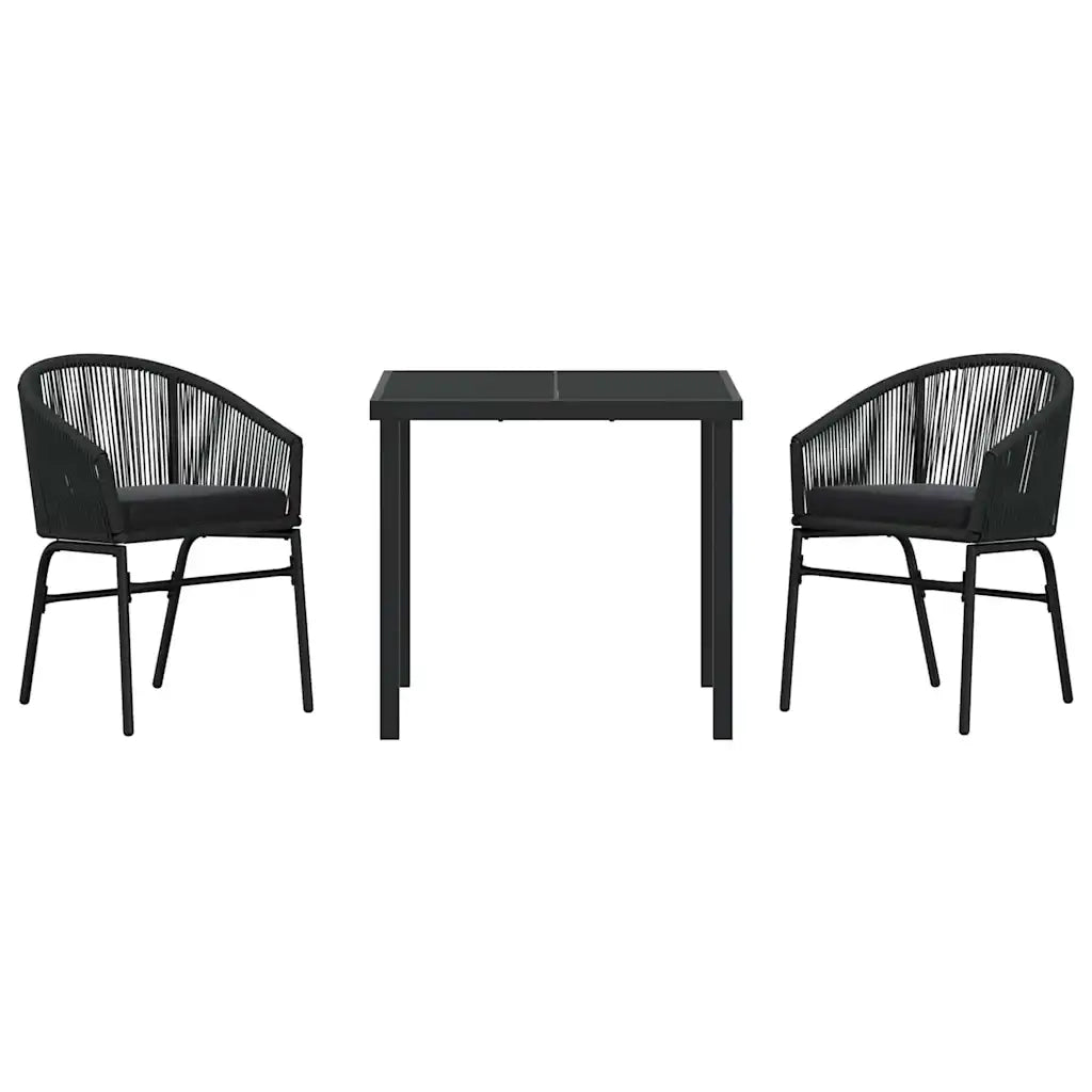 Set da Pranzo per Giardino 3 pcs Nero 3379345