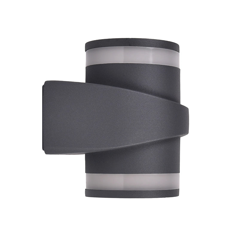 APPLIQUE LED DA PARETE 2x7W GRIGIO CON DOPPIA EMISSIONE A LUCE NATURALE - DESIGN CILINDRICO E ALTA EFFICIENZA ENERGETICA PER ESTERNI