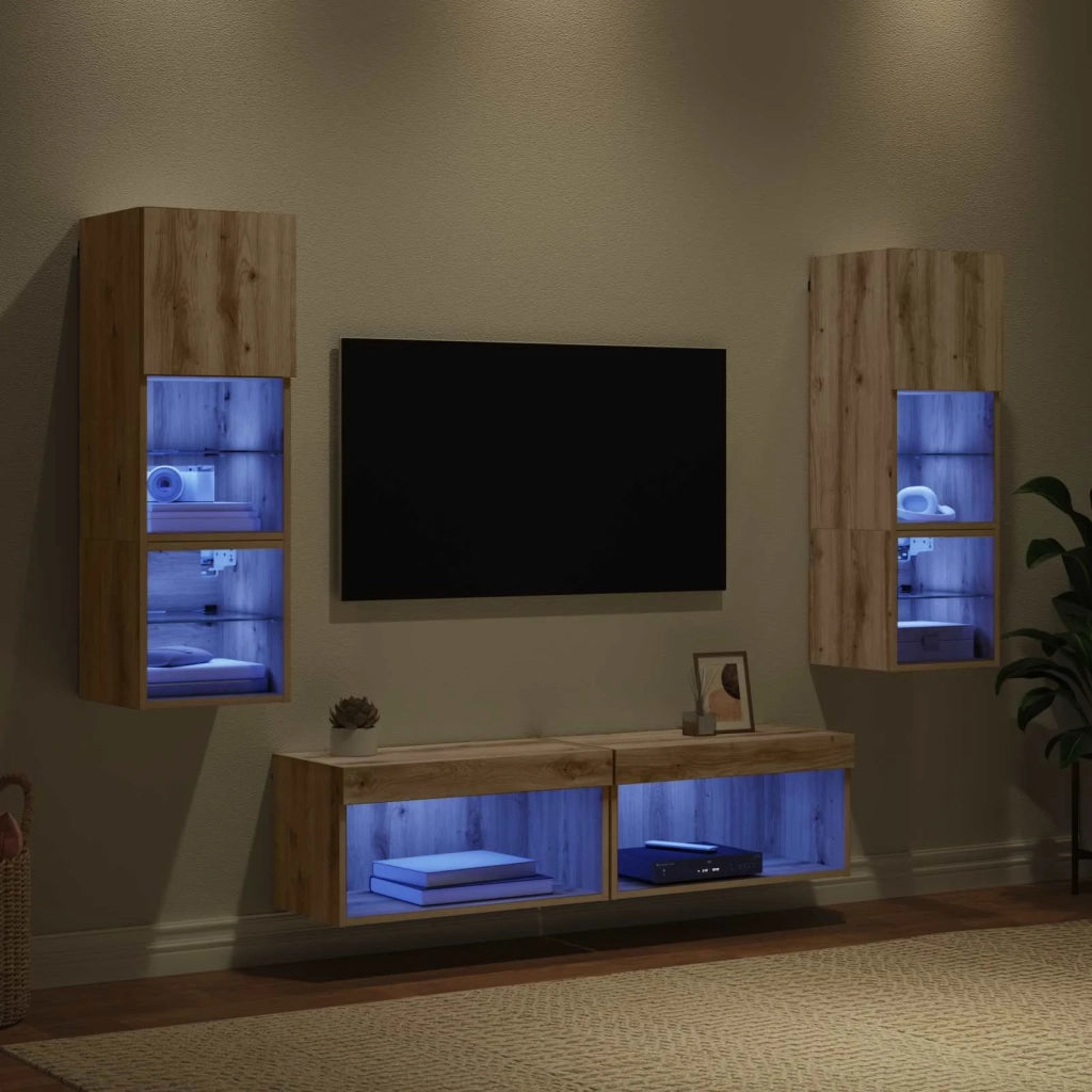 Unità TV da Parete 6 pcs Rovere artigianale Legno multistrato 3402930
