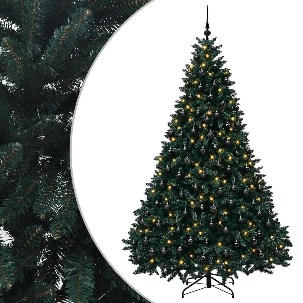 Albero di Natale artificiale verde scuro con palline 270 cm 3467337