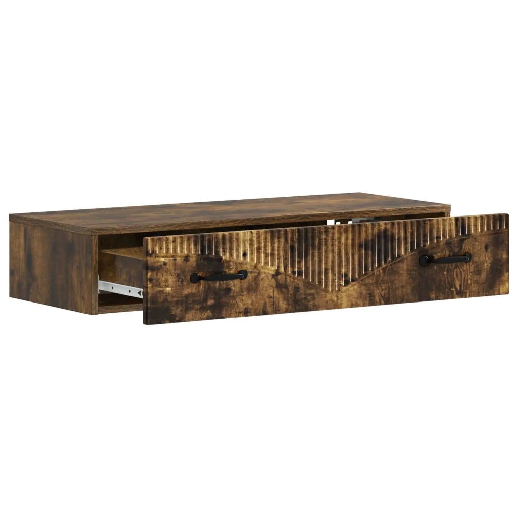 Tavolino da Parete Laterale Rovere Fumo 87,5 x 34,5 x 17 cm