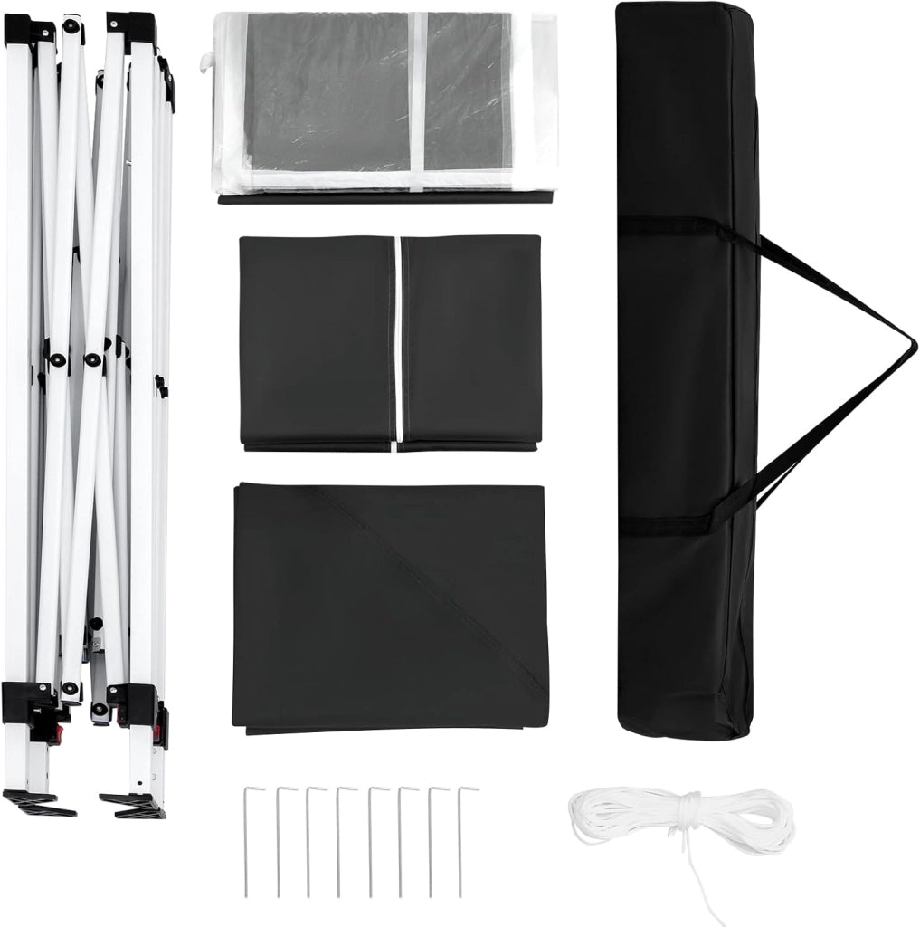 Gazebo Pieghevole da Giardino, Gazebo Impermeabile Pop Up da 2x2m con Pannelli Laterali, Tendone Esterno, Altezza Regolabile, Protezione UV, con Custodia, Antracite