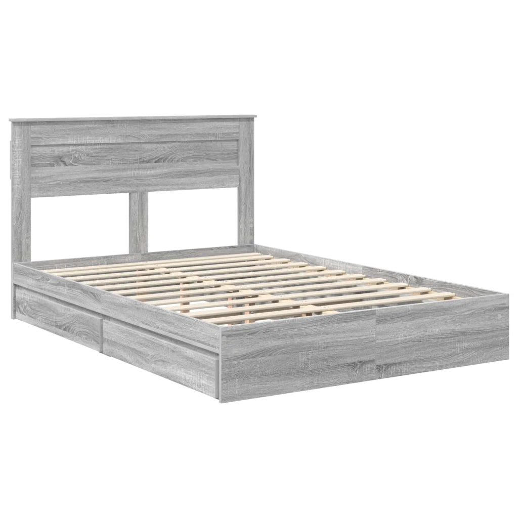 Letto con Contenitore con testiera Grigio Sonoma 150 x 200 cm
