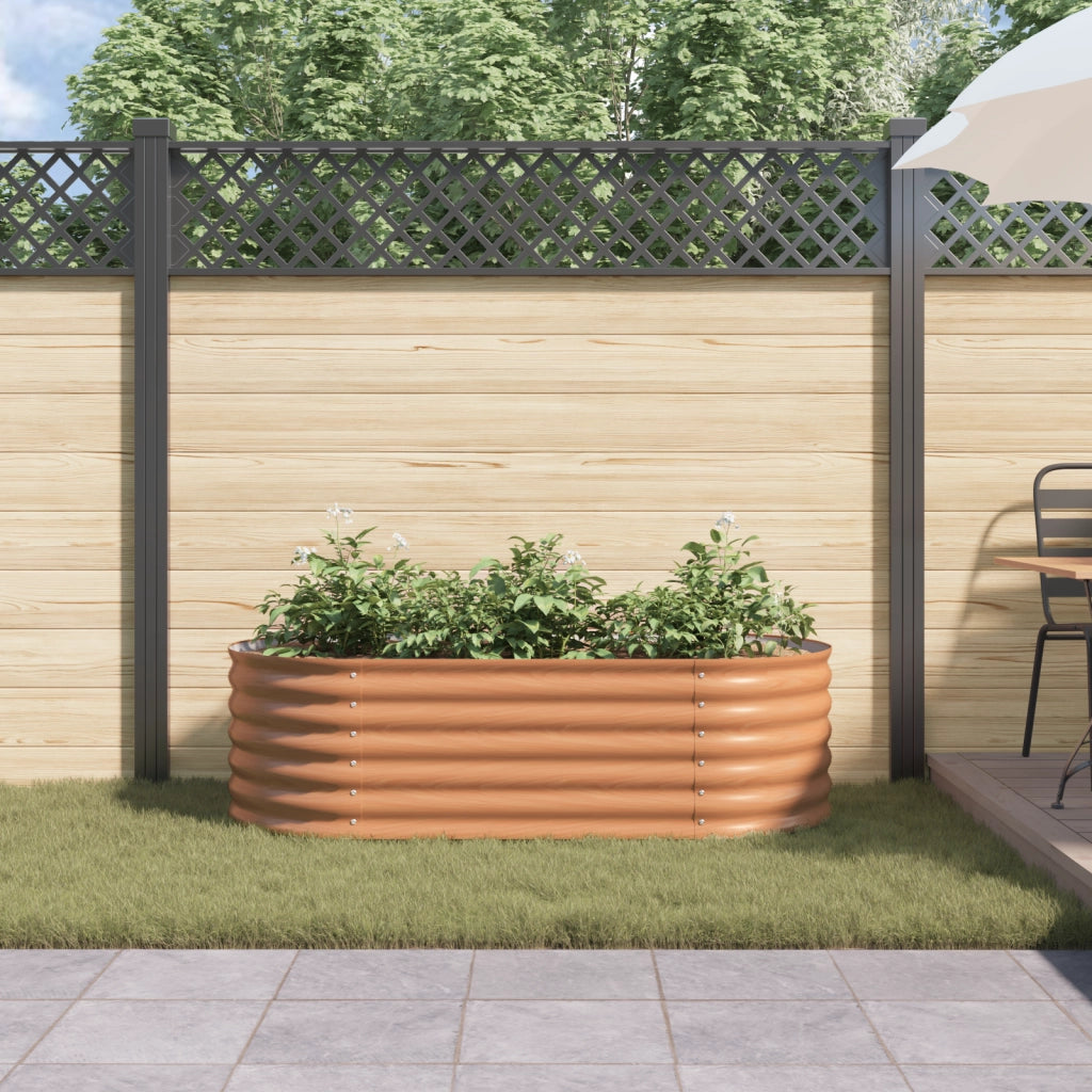 Letto da Giardino Rialzato Marrone con Aspetto Legno 160x80x44 cm Acciaio