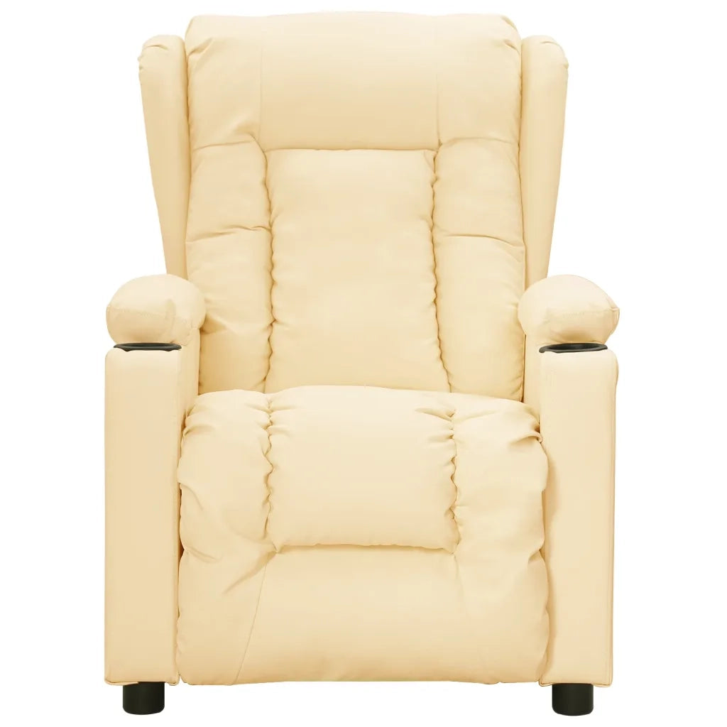 Poltrona | Sedia Relax Reclinabile Elettrica Crema in Similpelle