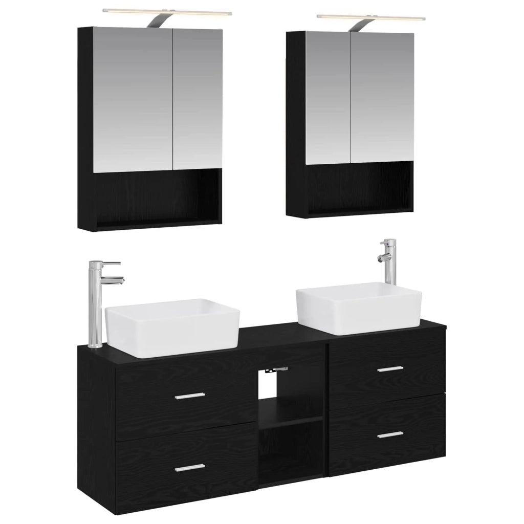 Set di mobili per il bagno 5 pcs Rovere Nero 3406840