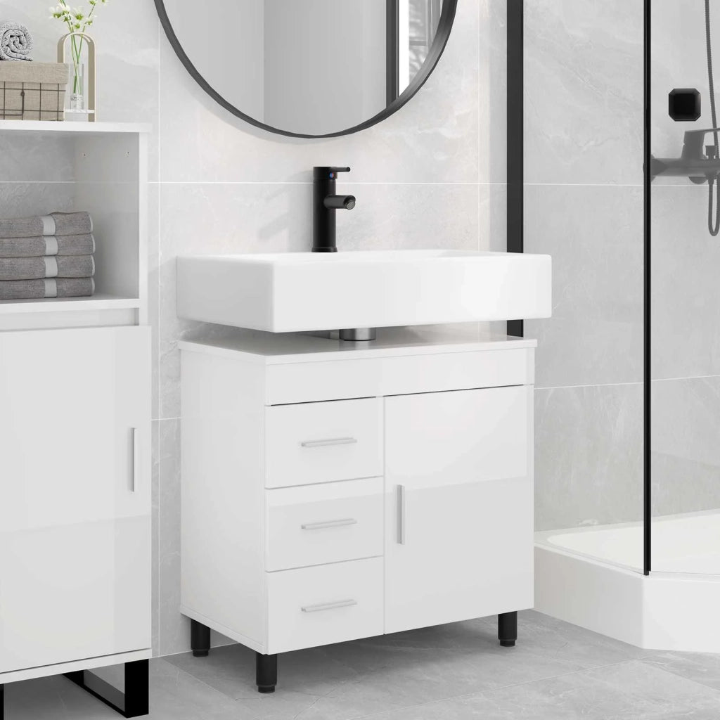 Mobiletto da bagno Bianco Lucido 60 x 35 x 60 cm 889379