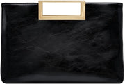 Borsa da sera elegante con maniglia per donna con cinturino da spalla e tasca da braccio in pelle nera