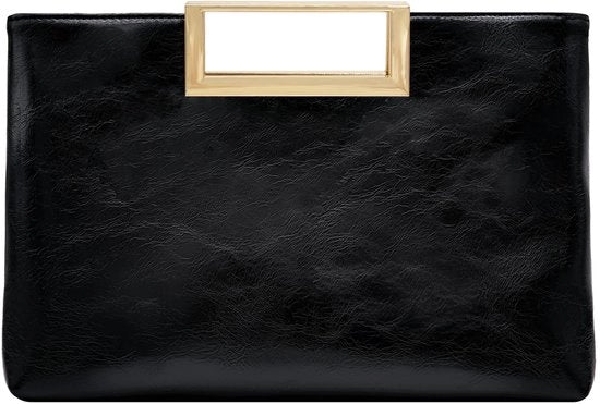 Borsa da sera elegante con maniglia per donna con cinturino da spalla e tasca da braccio in pelle nera