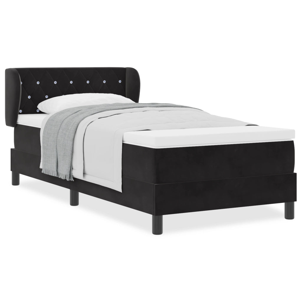 Letto Box Spring con Materasso Nero 100x200 cm Velluto
